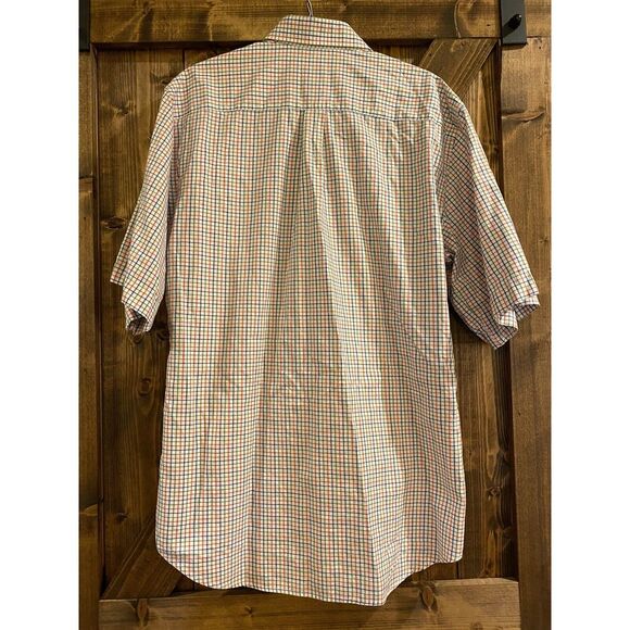 Peter Millar® Men's Large Button Up Short Sleeve Shirt Plaid Blue Green Red EUC - Picture 3 of 7